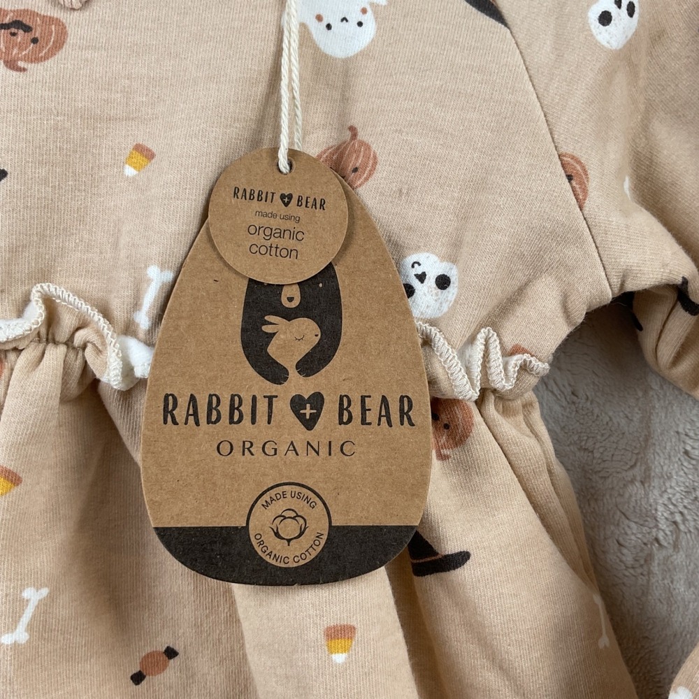 Rabbit + Bear Organic Kids Halloween Dress and Leggings Set Tan Grey 3T NWT - Picture 3 of 8